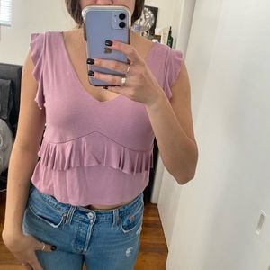 Spring top with center ruffle